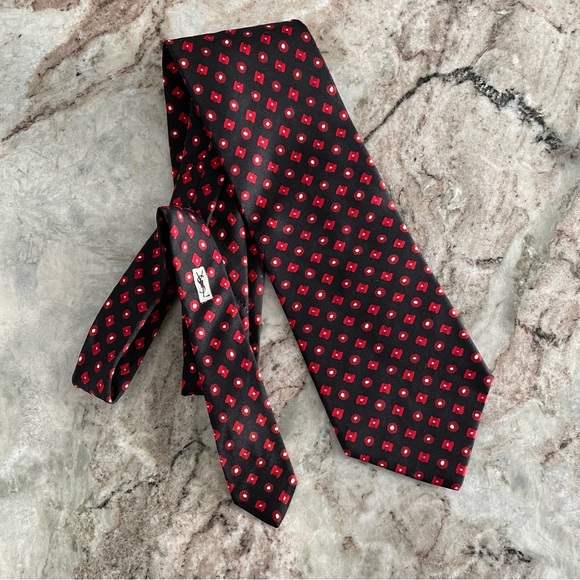 YSL Vintage Mens Tie Silk Yves Saint Laurent Designer - Picture 6 of 7